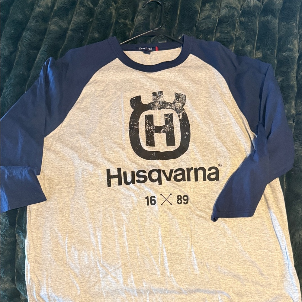 Husqvarna Gray and Blue Raglan Shirt